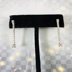 Beautiful cocktail earrings silver vermeil tennis style with cubic zirconia